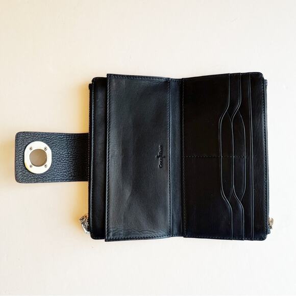 Cole Haan Black Turn Lock Wallet Pebbled Leather - Picture 4 of 6